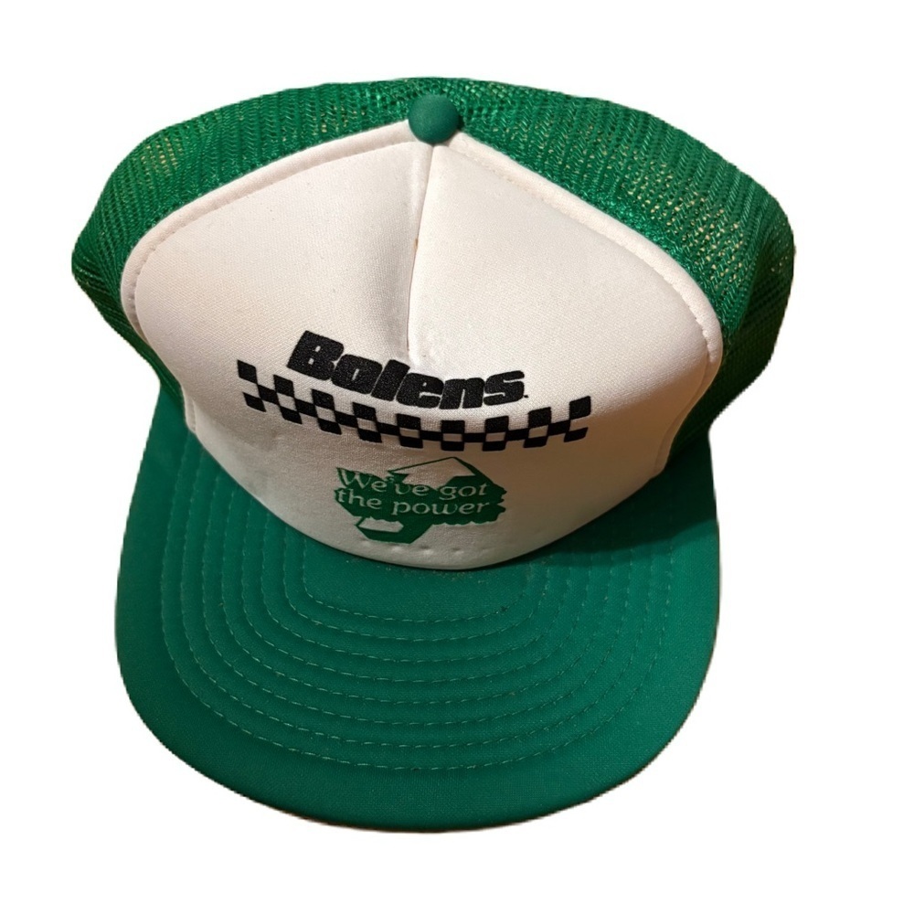 Vintage Bolens Mesh Snap Back Trucker Hat  Checkered Green 90s